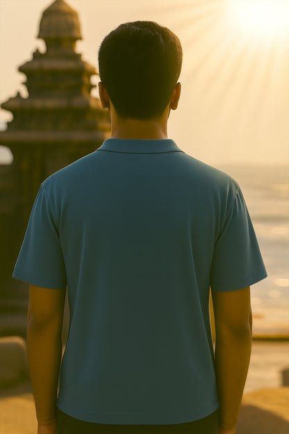 J&JP Men's NeIthal Printed polo T-shirt- Blue