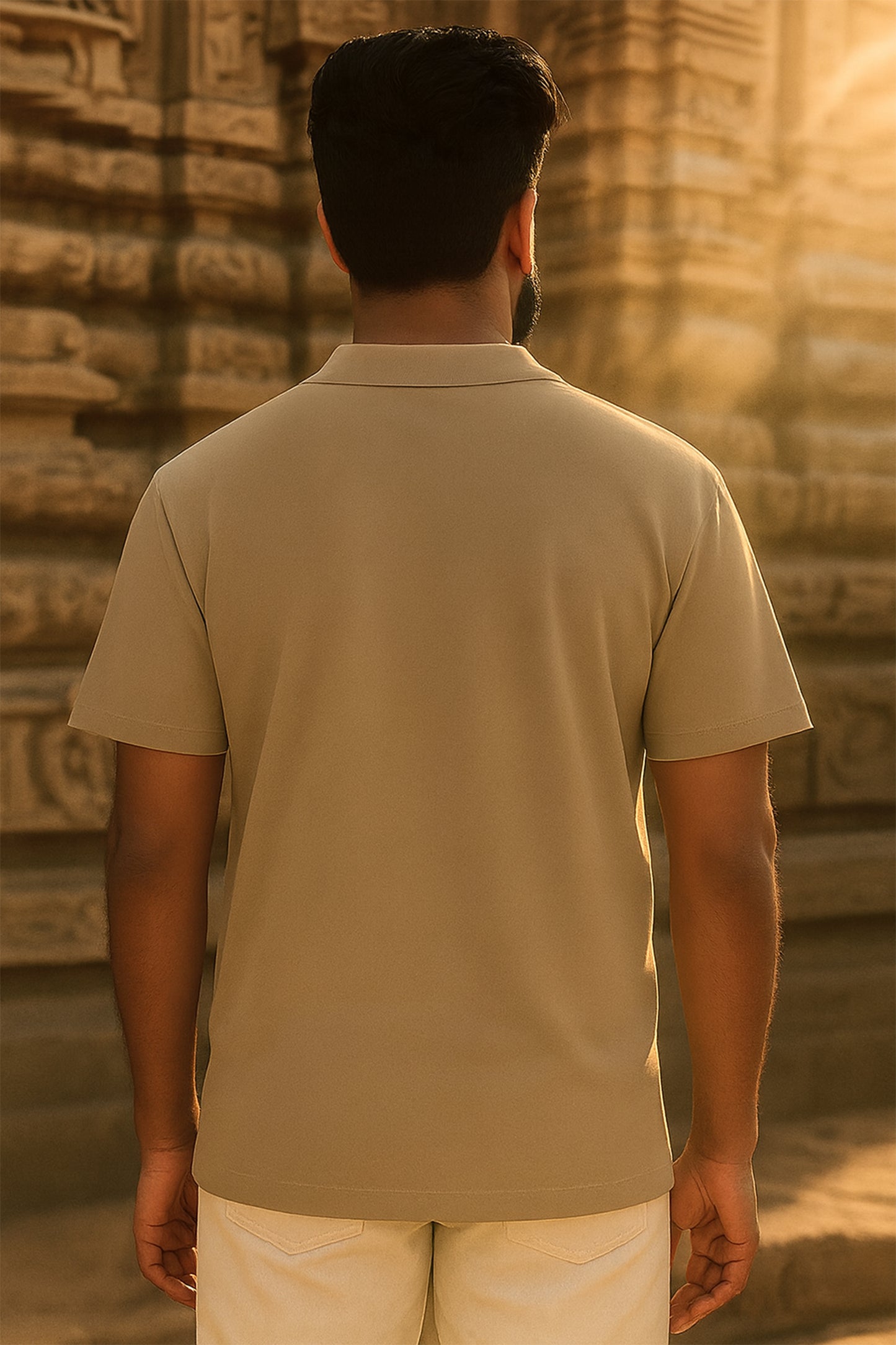 J&JP Men's Palai Printed Polo T-shirt- Lite Brown