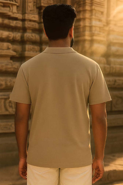 J&JP Men's Palai Printed Polo T-shirt- Lite Brown