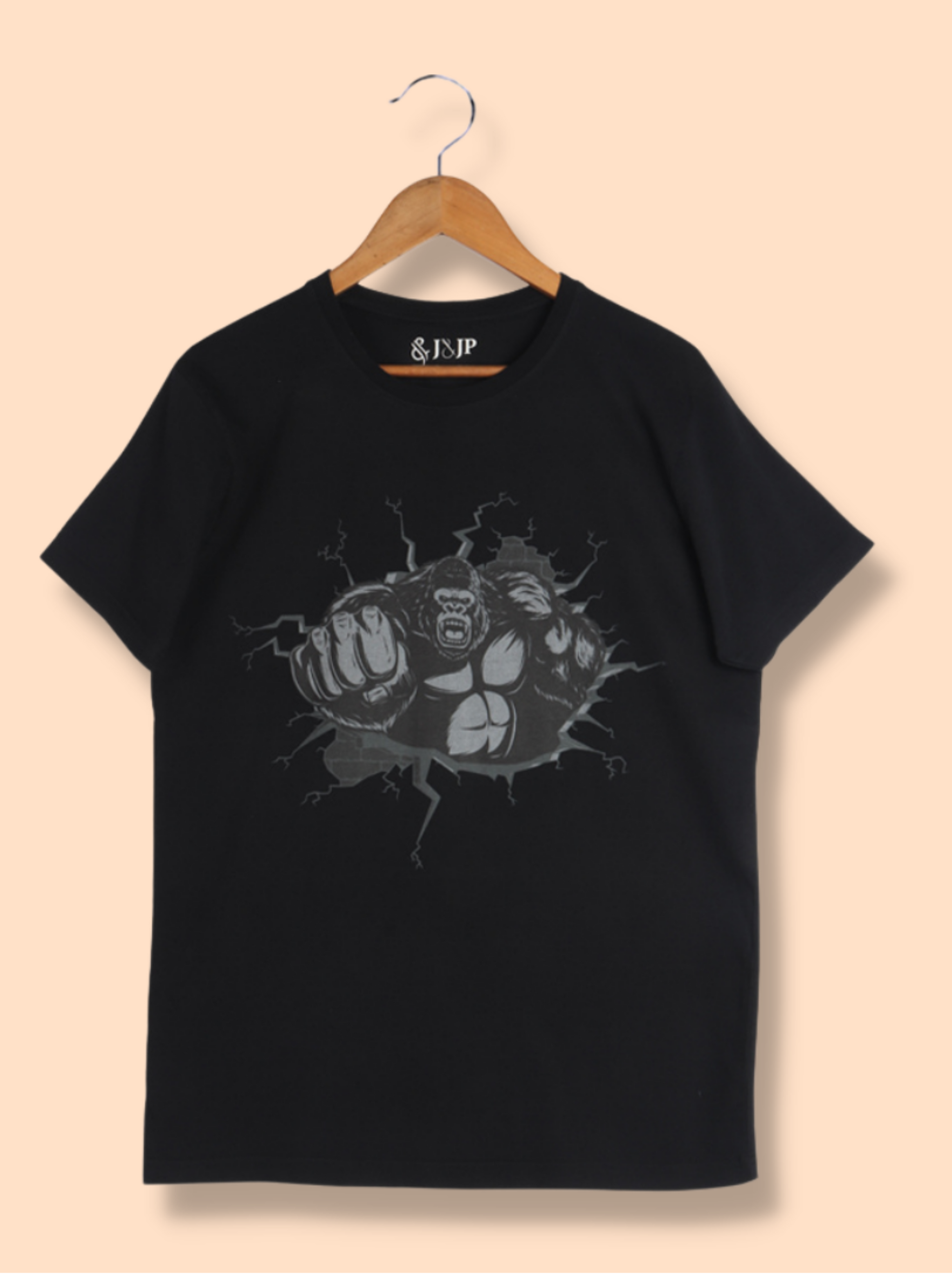 Mens Black Half sleeve Humour &amp; Comic Interlock Knit T-shirt