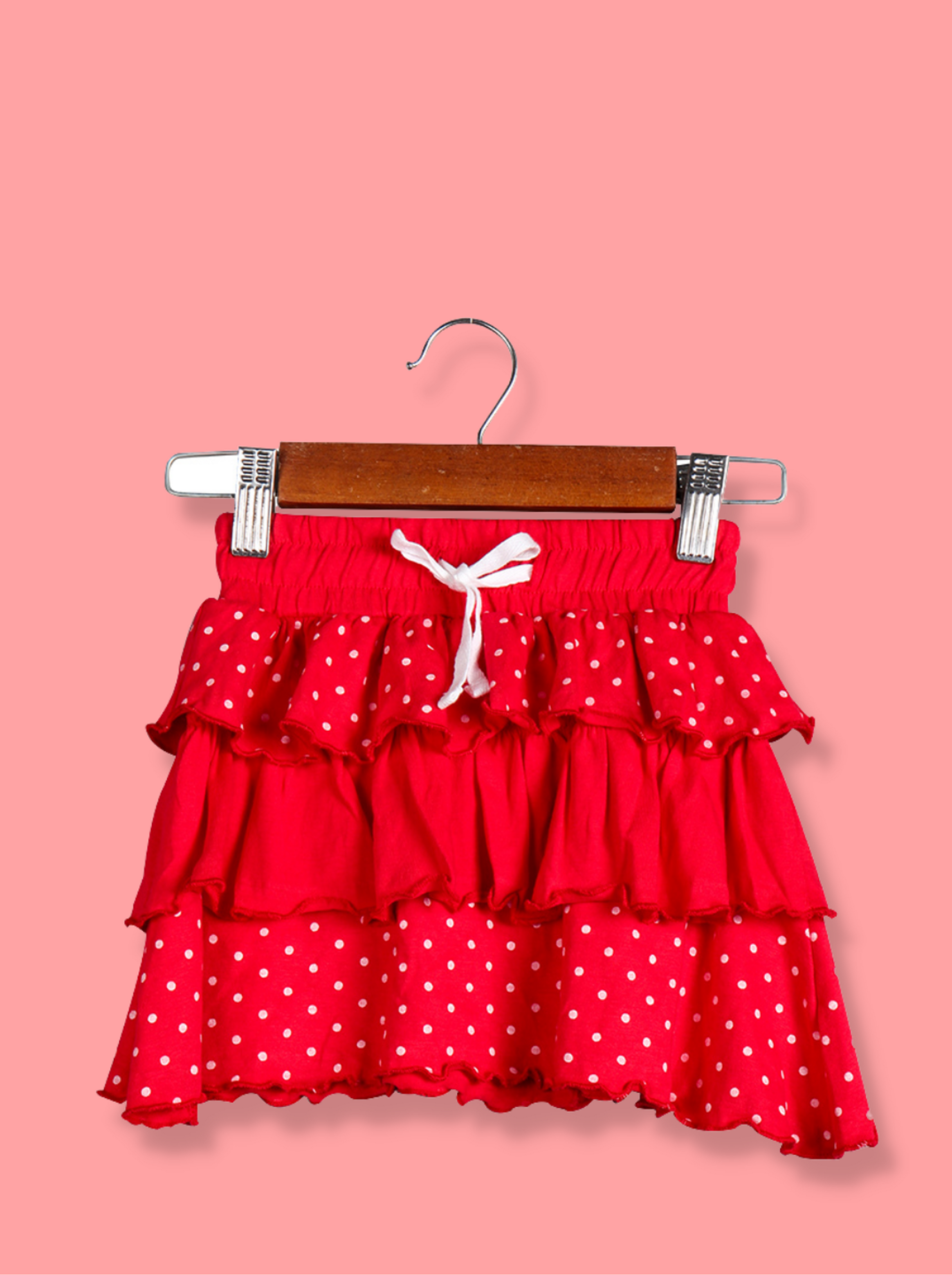 Kids Red Cotton jersey knit Polka Print Pant