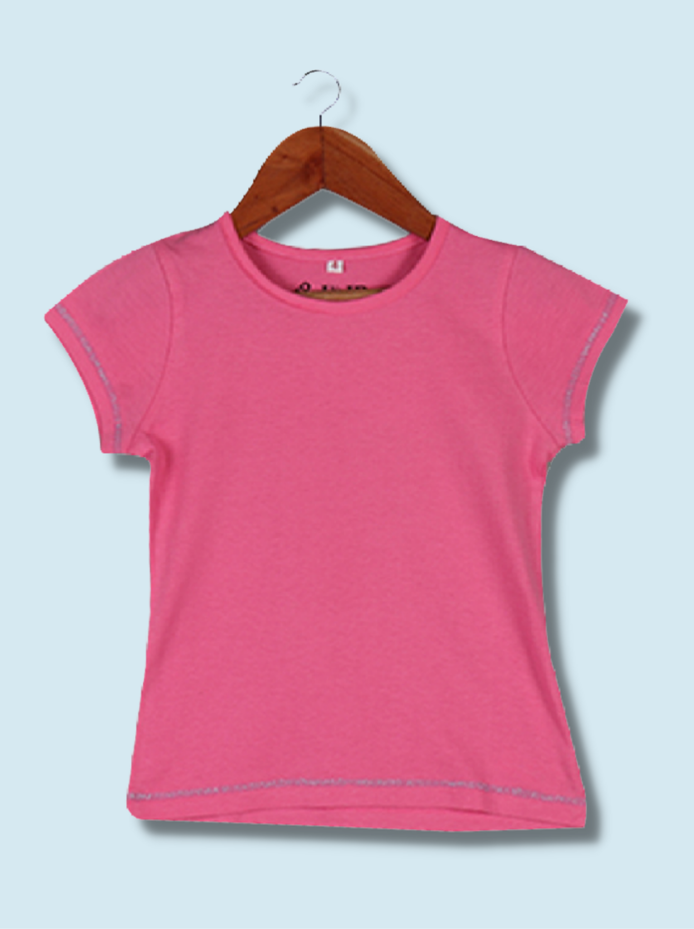 Kids Pink Half sleeve Solid Cotton jersey knit T-Shirt