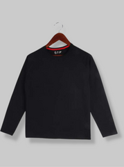 Mens Black Full sleeve Solid Interlock Knit T-shirt