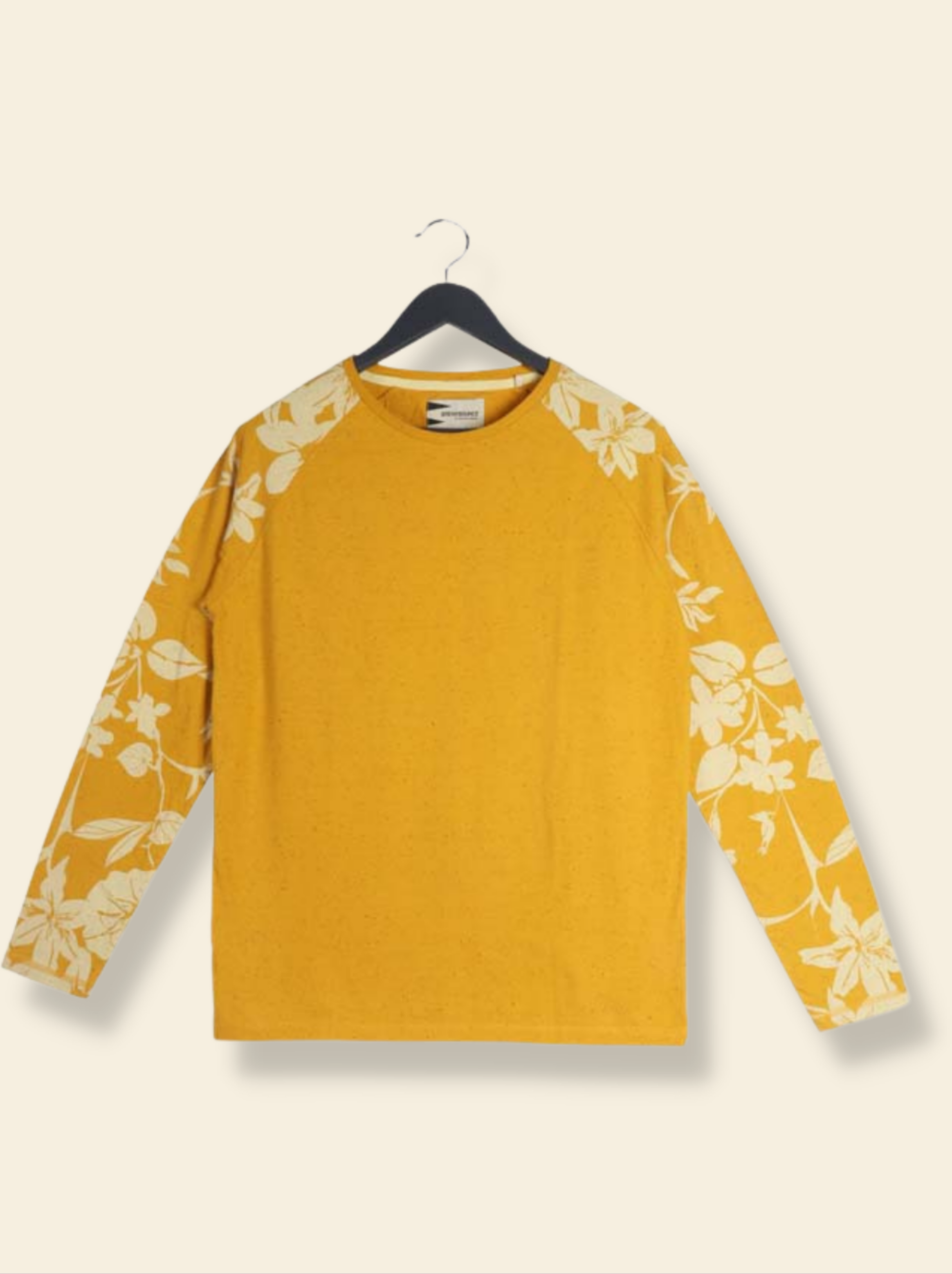 Mens Yellow Full sleeve Printed Jersey yarndyed T-shirt