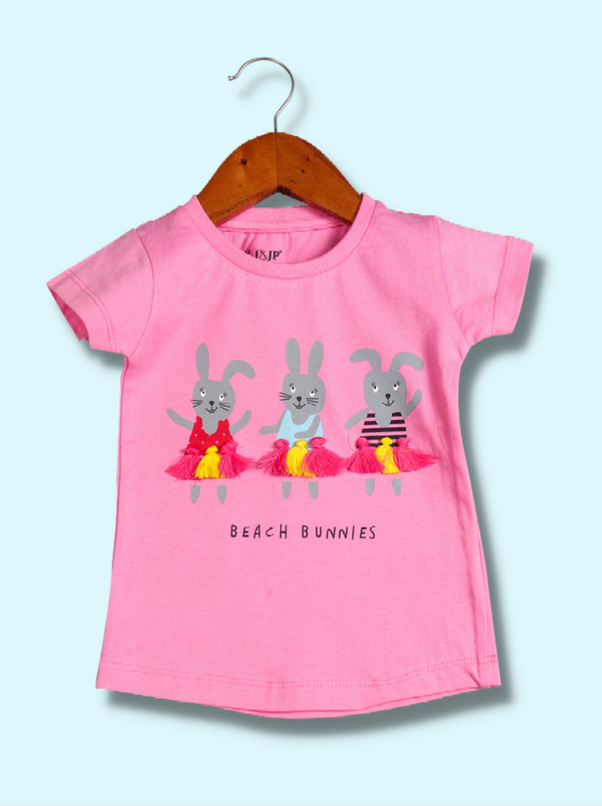 Kids Pink Short Sleeve Cartoon, Printed Cotton jersey knit T-Shirt