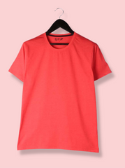 Mens Red Half sleeve Solid Melange Jersey T-shirt