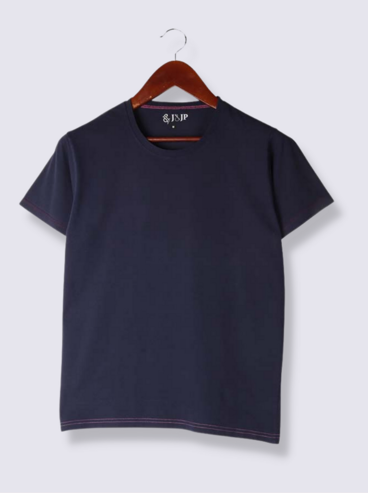 Mens Blue Half sleeve Solid Interlock Knit T-shirt