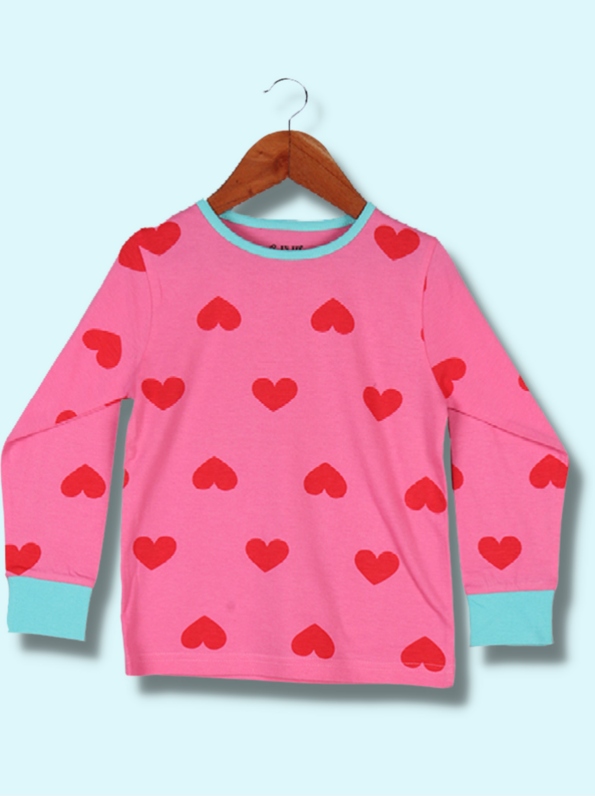 Kids Pink Full sleeve Horizontal Stripes Cotton jersey knit T-Shirt