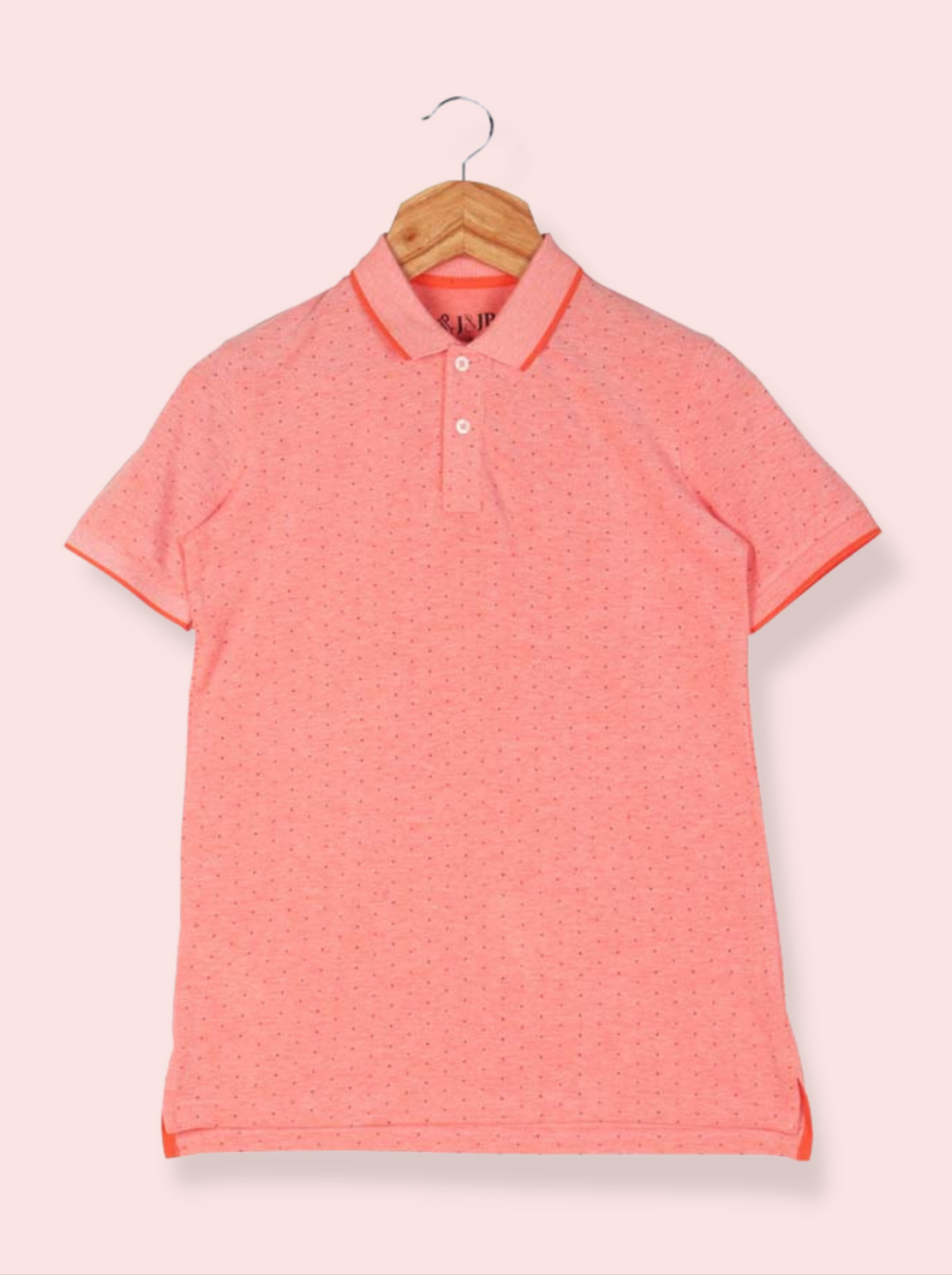 Mens Orange Half sleeve Polka Print, Printed Pique T-shirt