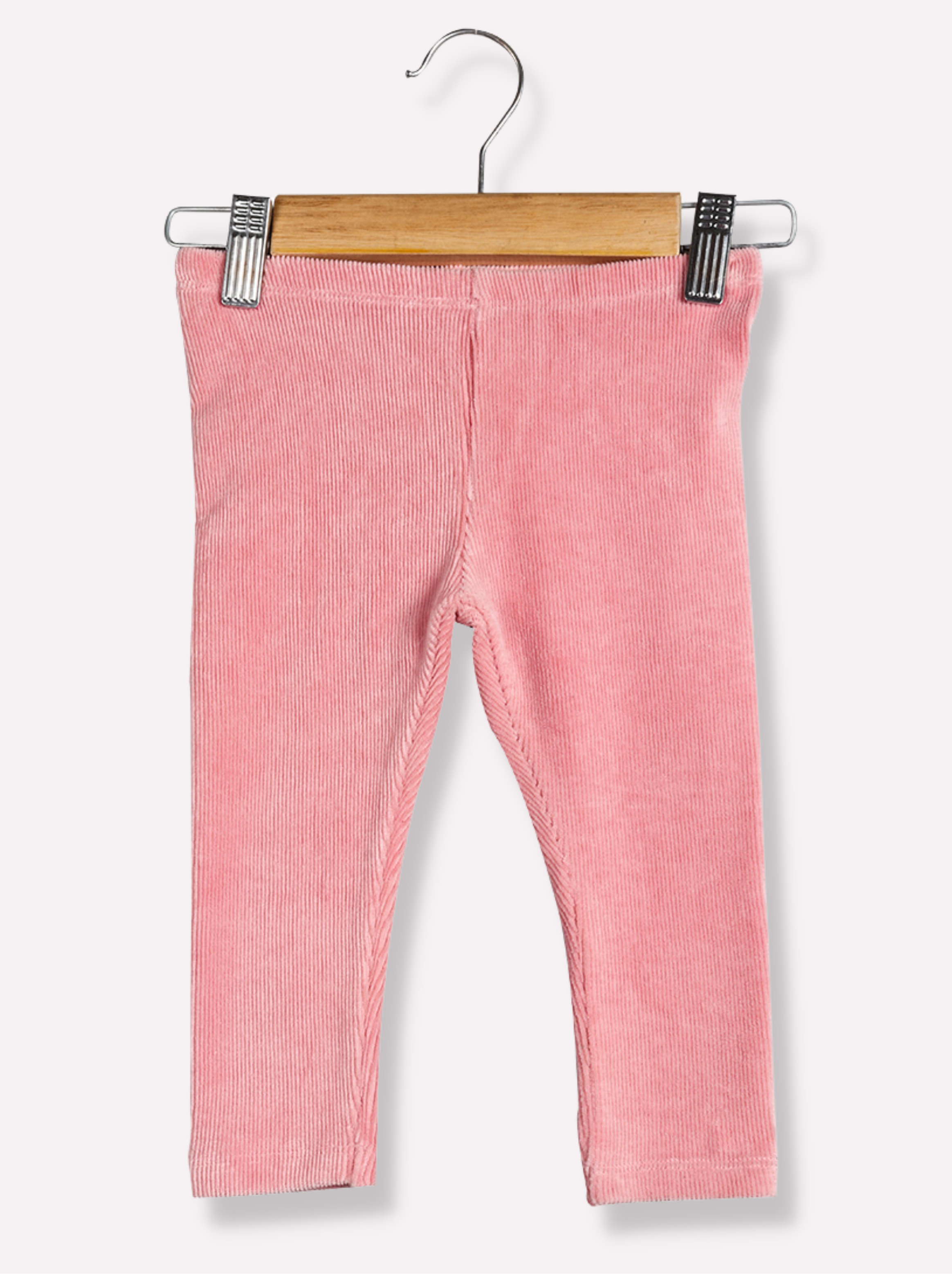 Kids Pink Veloure Solid Pant
