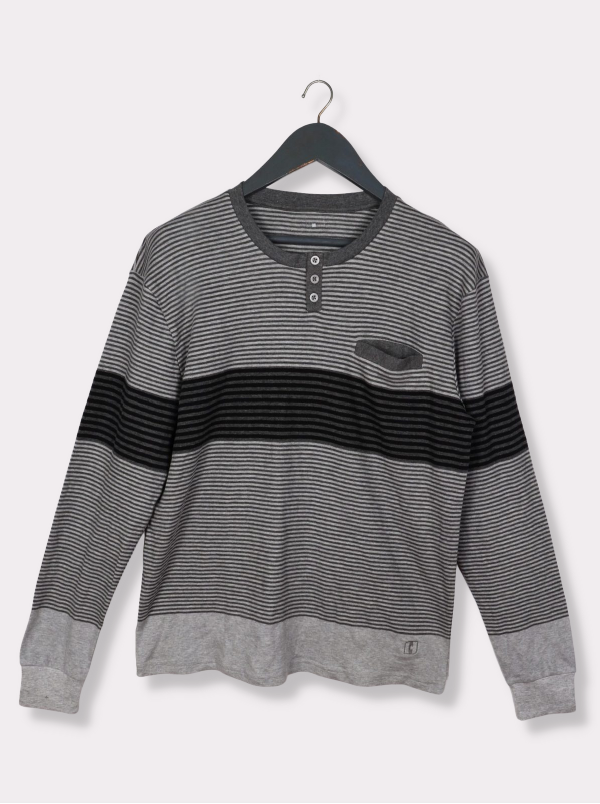 Mens Black Full sleeve Geometric print, Printed Cotton jersey knit T-shirt