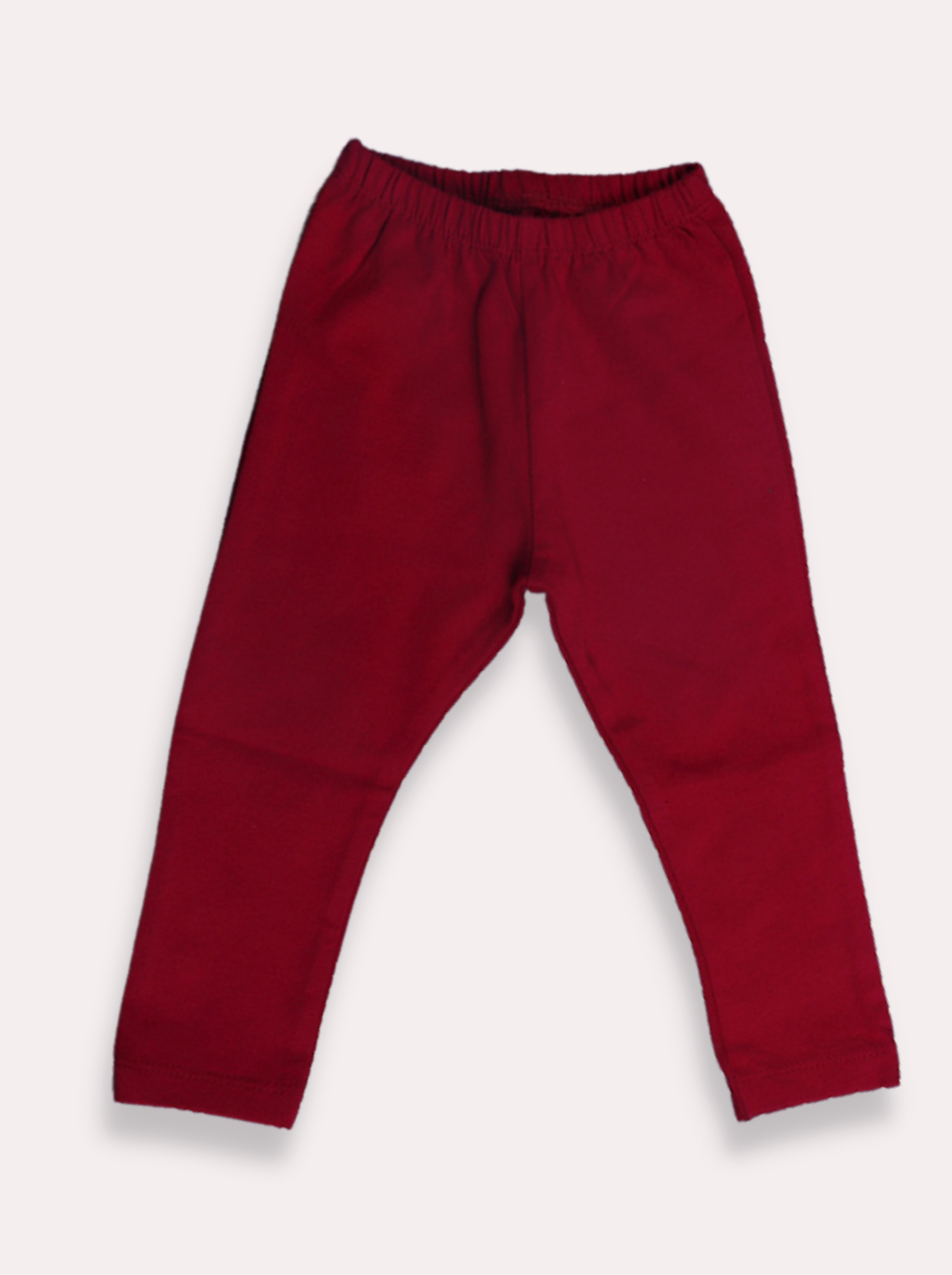Kids Red Cotton Elasthane Solid Pant