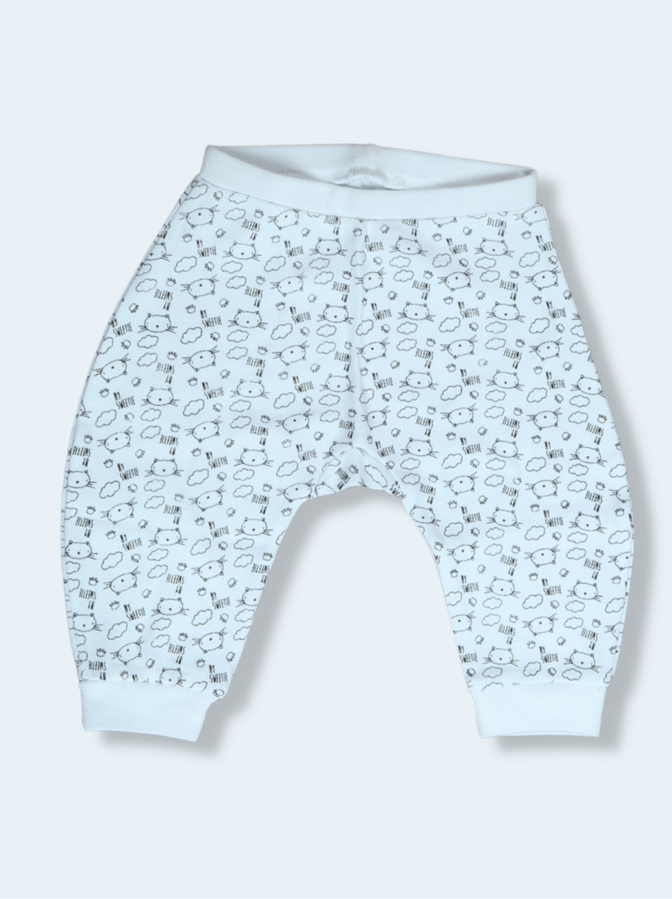 Kids White Cotton jersey knit, Single Jersey Animal Print Pant