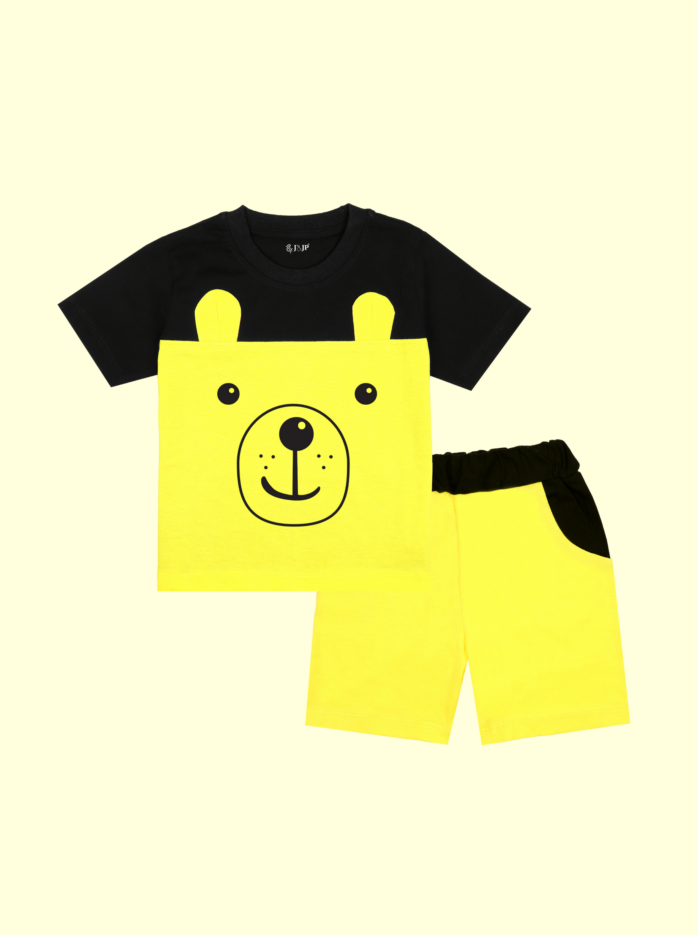 Kids Unisex Half sleeve Cartoon Themed Shorts set