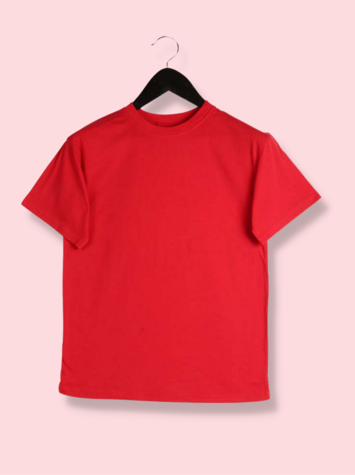 Mens Red Half sleeve Solid Cotton jersey knit T-shirt