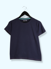 Mens Navy Half sleeve Solid Cotton jersey knit T-shirt