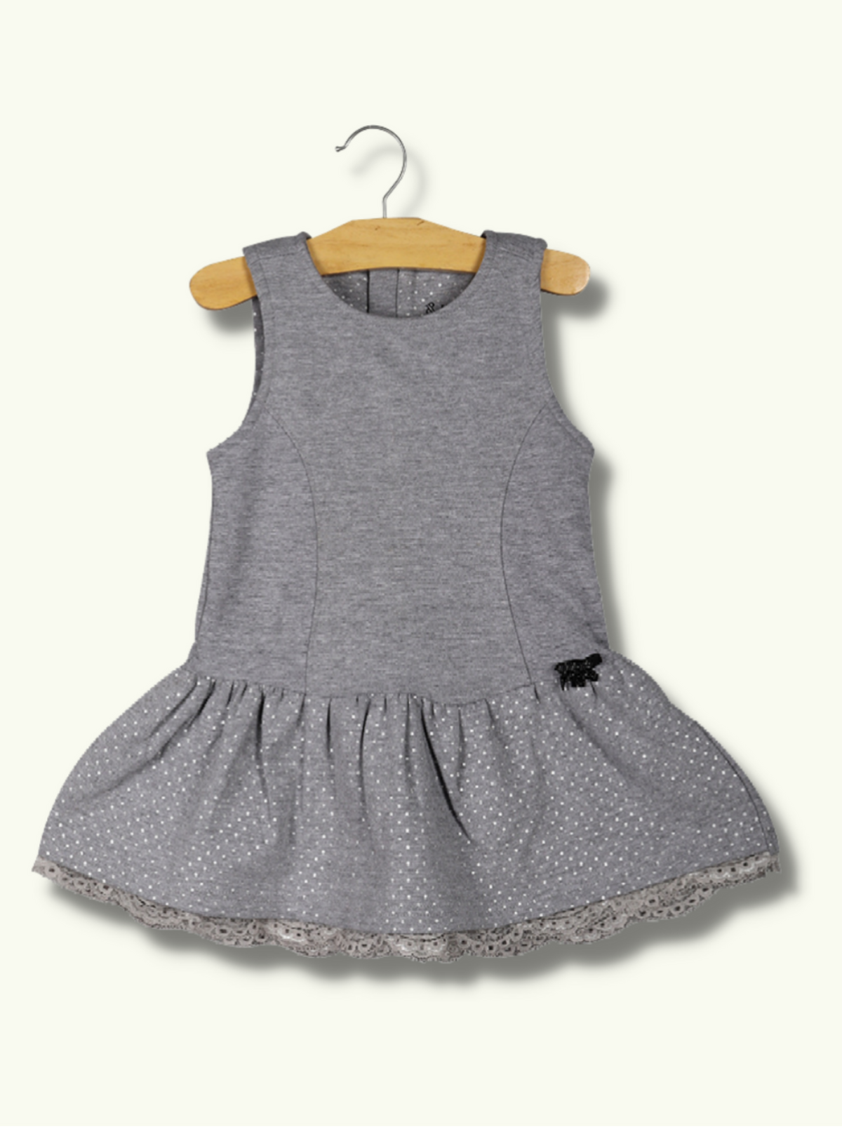 Kids Grey Sleeveless Geometric print cotton spandex knit T-Shirt