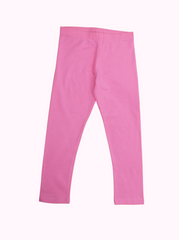 Kids Pink Cotton Lycra Solid Pant