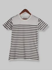 Mens Black Half sleeve Horizontal Stripes Single Jersey T-shirt