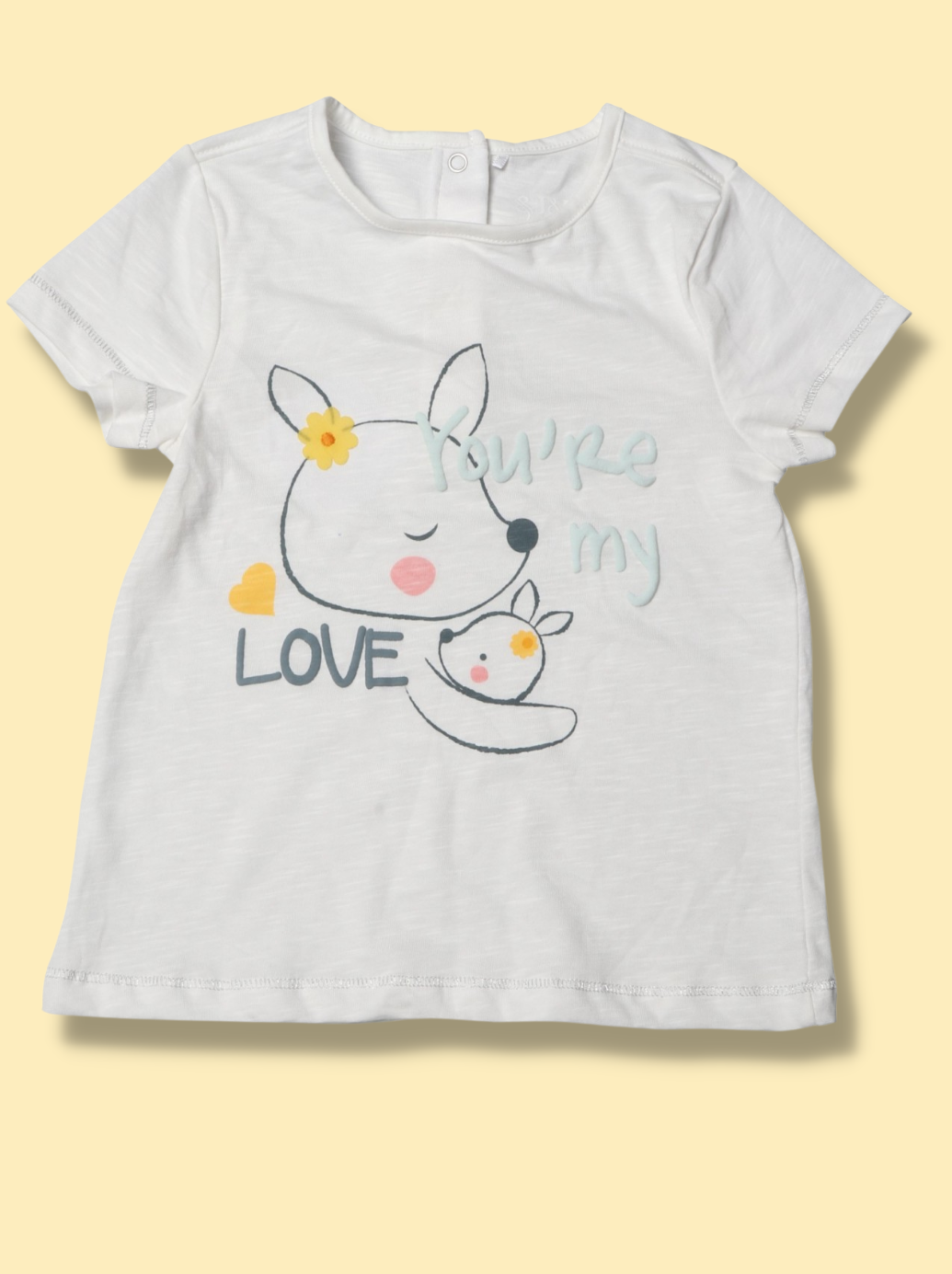 Babies Off White Half sleeve Cartoon Cotton jersey knit T-Shirt
