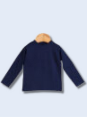 Kids Navy Full sleeve Solid Cotton jersey knit T-Shirt