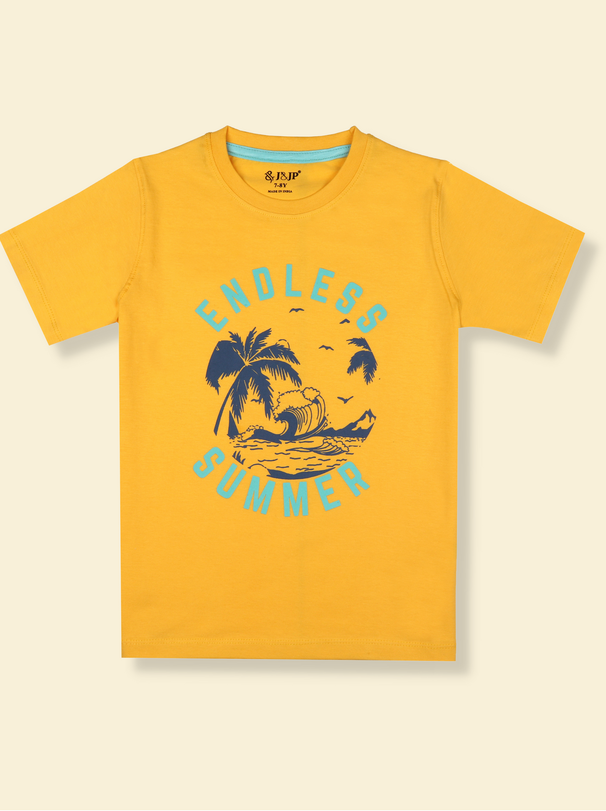 Kids Boys Yellow Half sleeve Printed T-Shirt