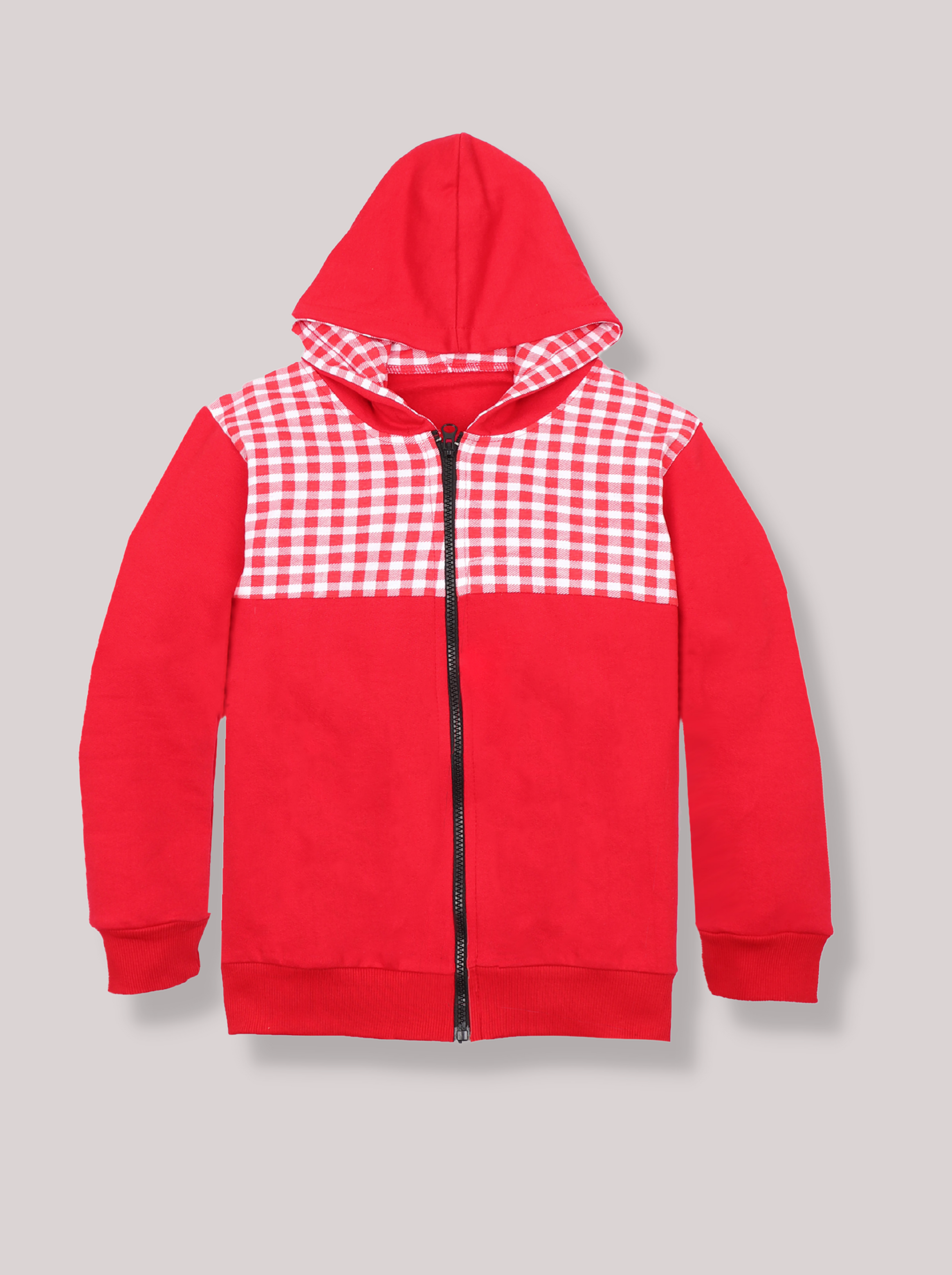 Kids Unisex Red Full Sleeve Chess board Themed Hoodie