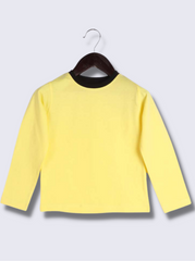 Kids Yellow Full sleeve Solid Interlock Knit T-Shirt