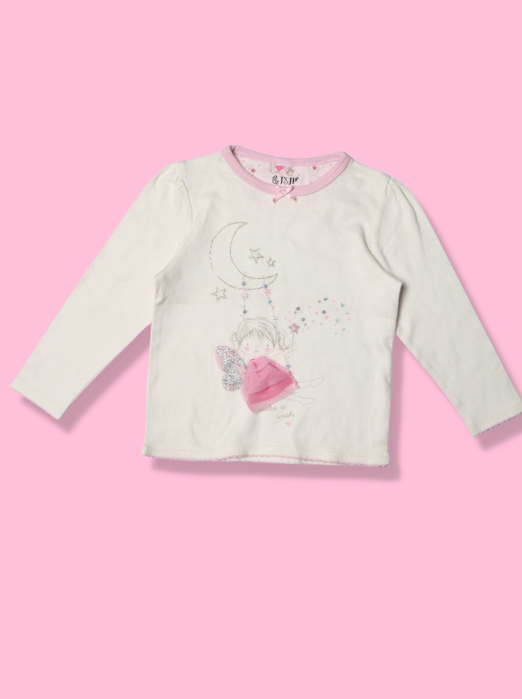 Babies Off White Half sleeve Cartoon Interlock Knit T-Shirt