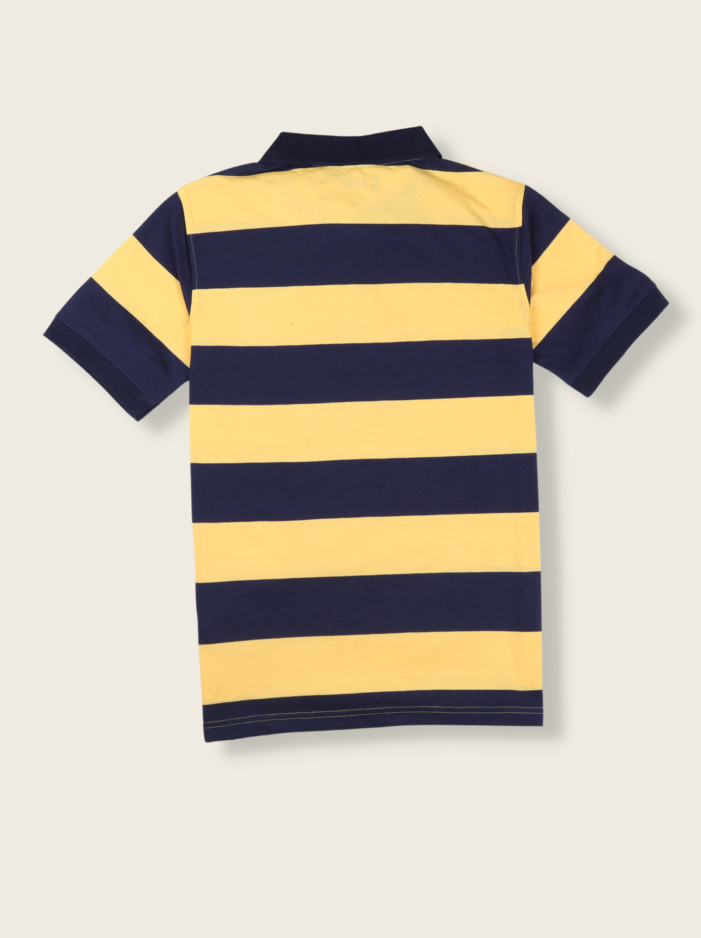Men Blue Yarn Dyed Striped Pique Polo Tshirt