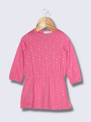 Kids Pink Full sleeve Geometric print Cotton Lurex T-Shirt