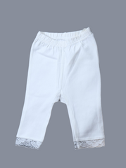 Babies White Lace Cotton Lycra Pant