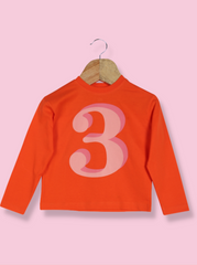Kids Orange Full sleeve Printed Cotton jersey knit T-Shirt