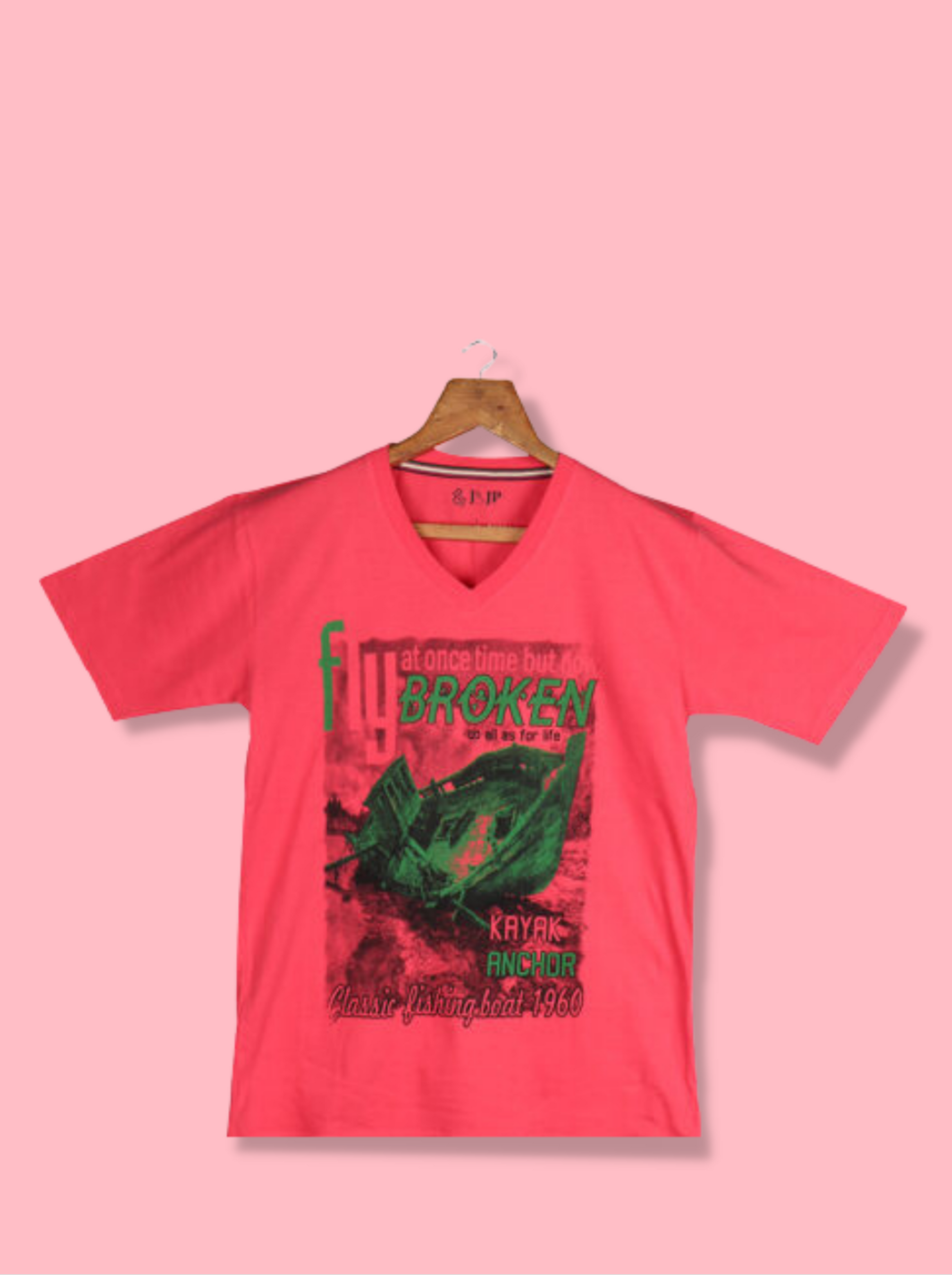 Mens Pink Half sleeve Abstract, Printed Single Jersey T-shirt