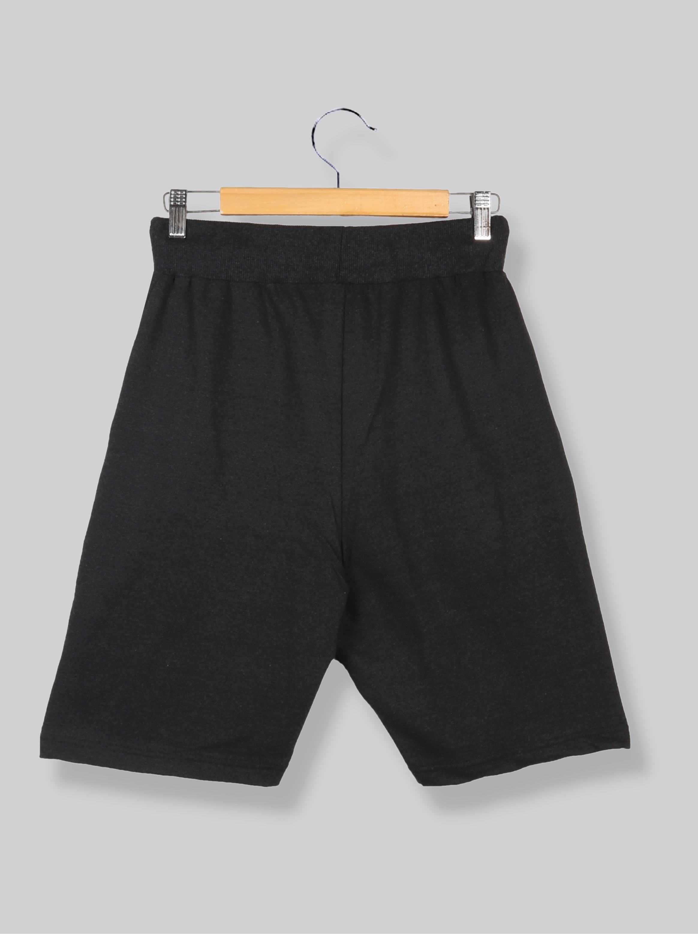 Men Black Solid Loopknit Shorts