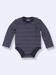 Babies Navy Full Sleeve Printed Soft Cotton Romper