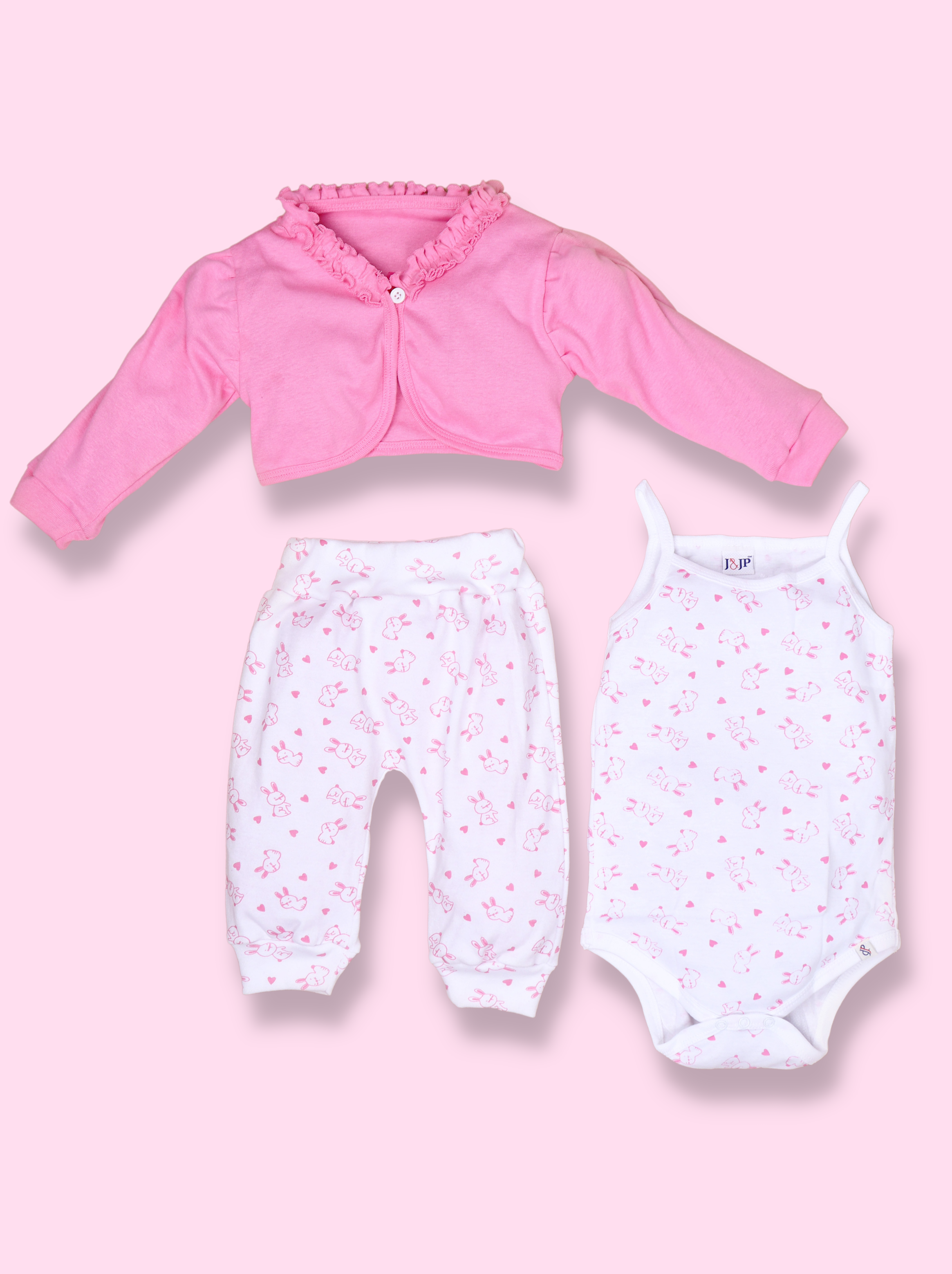 Babies Pink Pack of 3  Single Jersey Romper Set