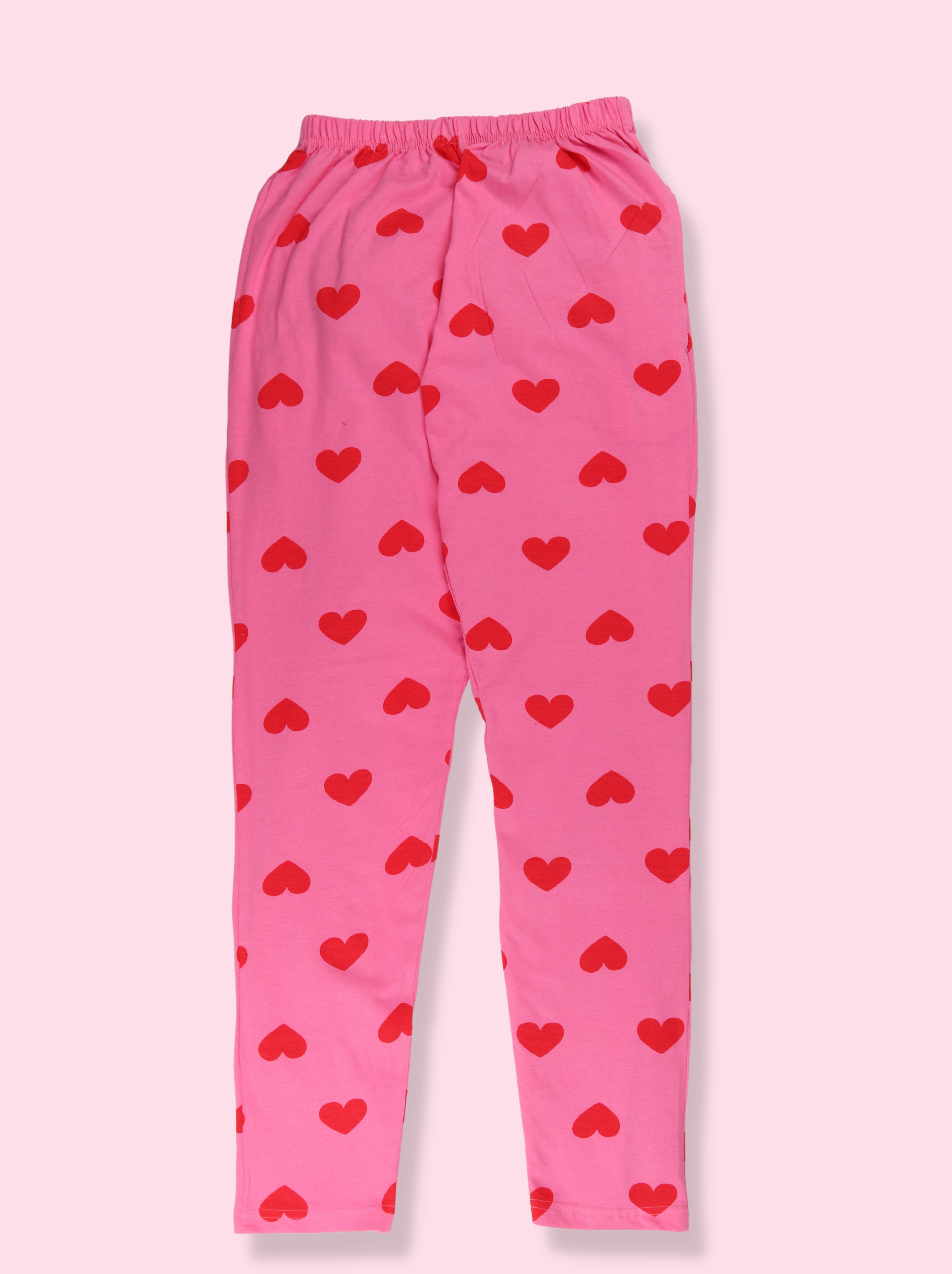 Women Pink Heart Printed Cotton Pyjamas