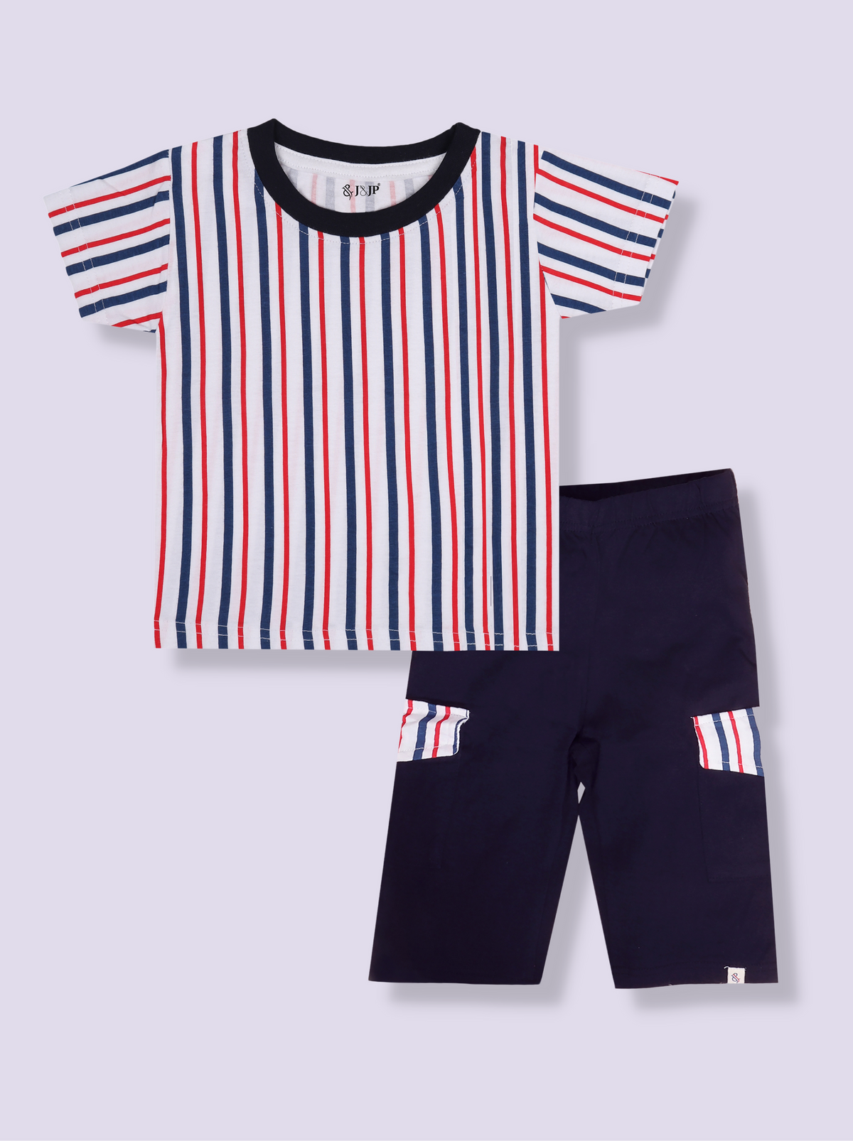 Kids Boys Half sleeve striped capri set