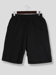 Mens Black Solid Cotton jersey knit Shorts