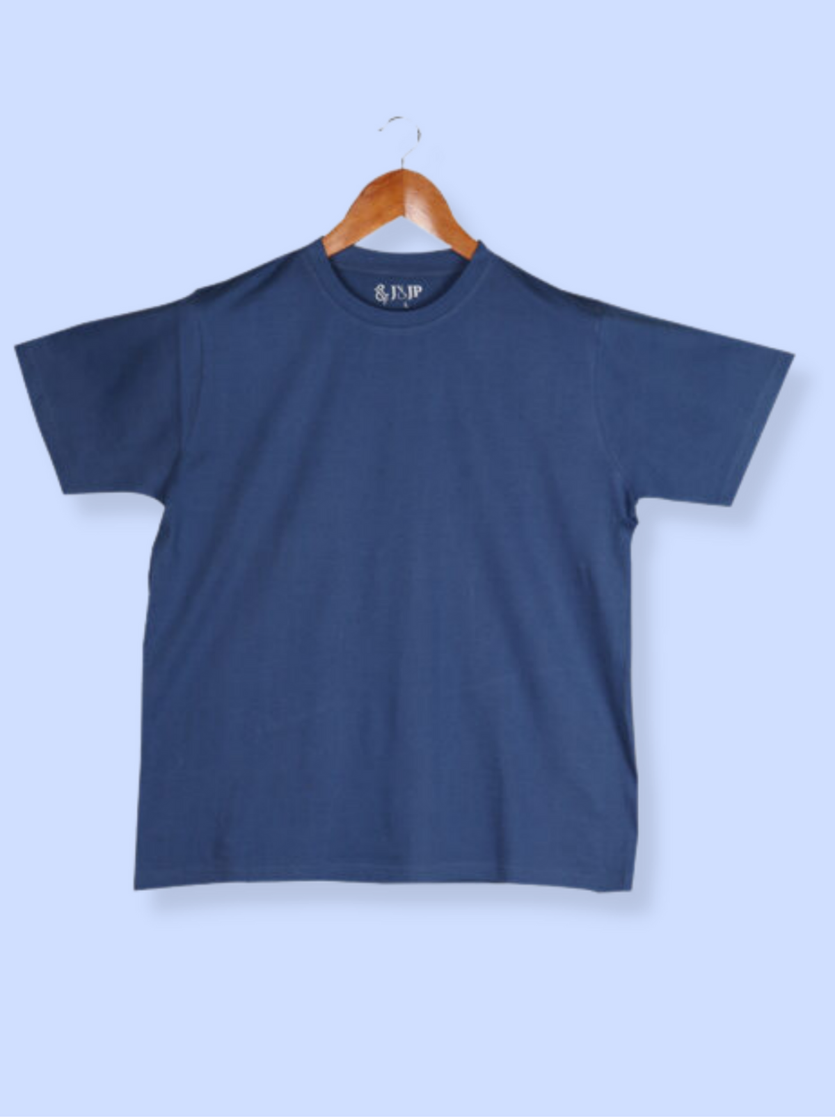 Mens Blue Half sleeve Solid Single Jersey T-shirt