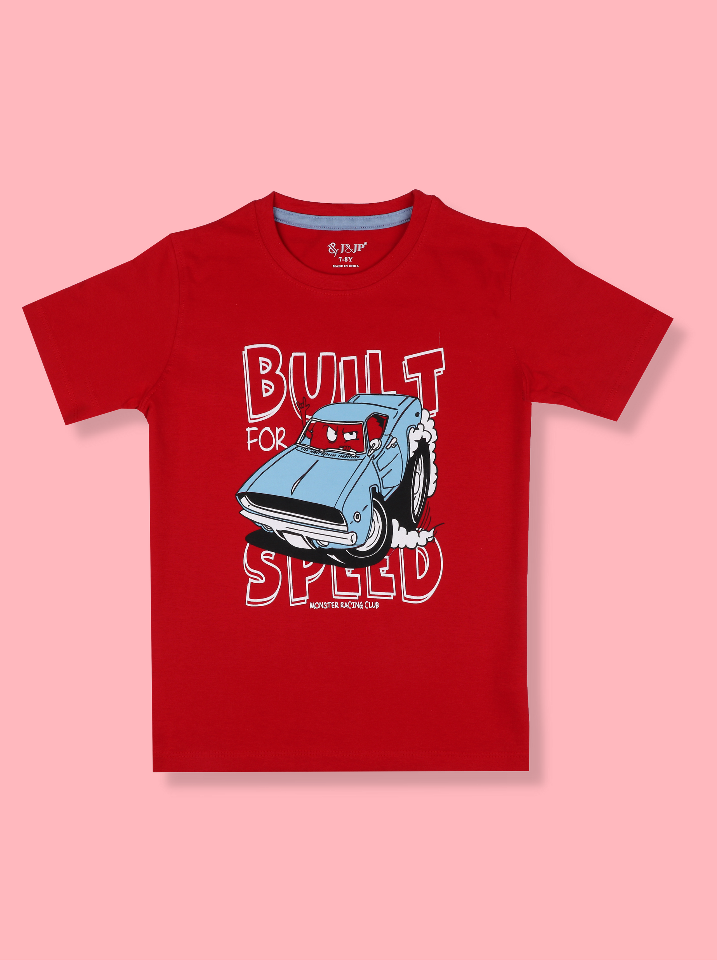 Kids Boys Red Half sleeve Printed T-Shirt