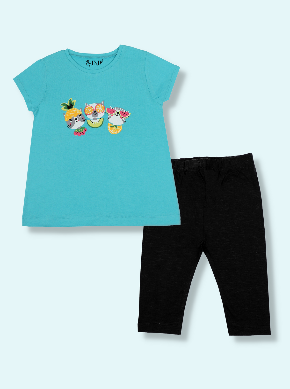 Kids Girls Half sleeve Cartoon themed Clothing set