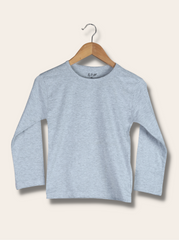Kids Grey Full sleeve Solid Cotton jersey knit, Single Jersey T-Shirt