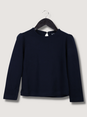 Kids Navy Full sleeve, Puff Sleeve Solid Cotton jersey knit, Single Jersey T-Shirt