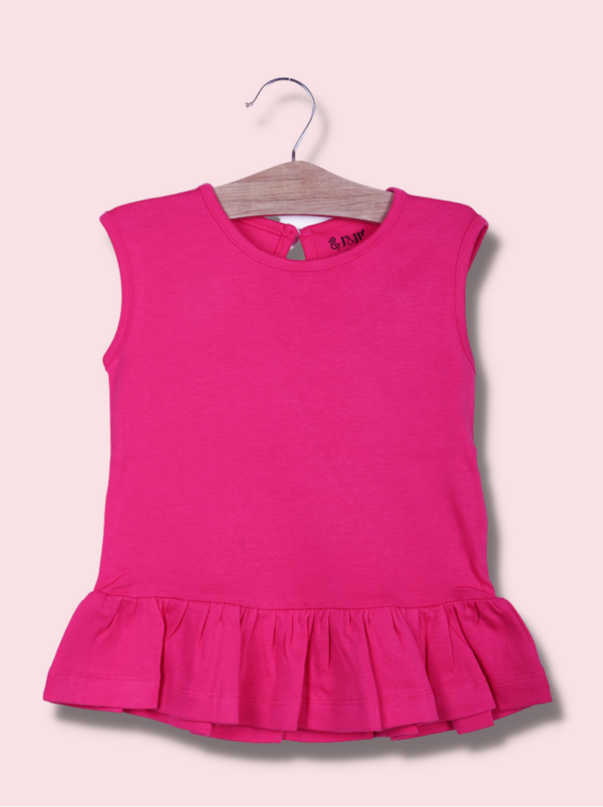 Kids Pink Sleeveless Solid Cotton jersey knit, Single Jersey T-Shirt