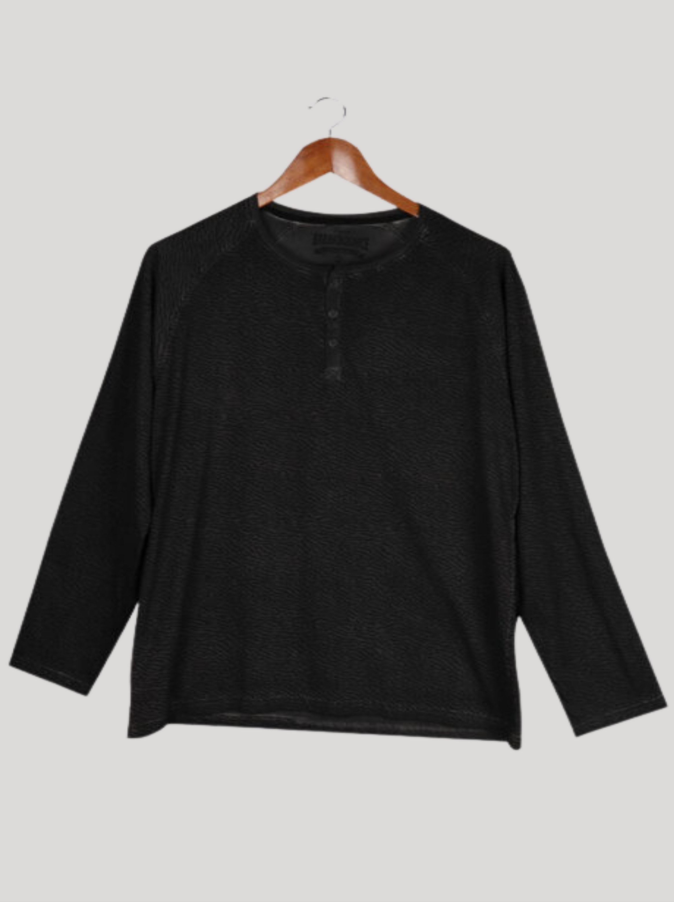 Mens Black Full sleeve Solid Single Jersey T-shirt