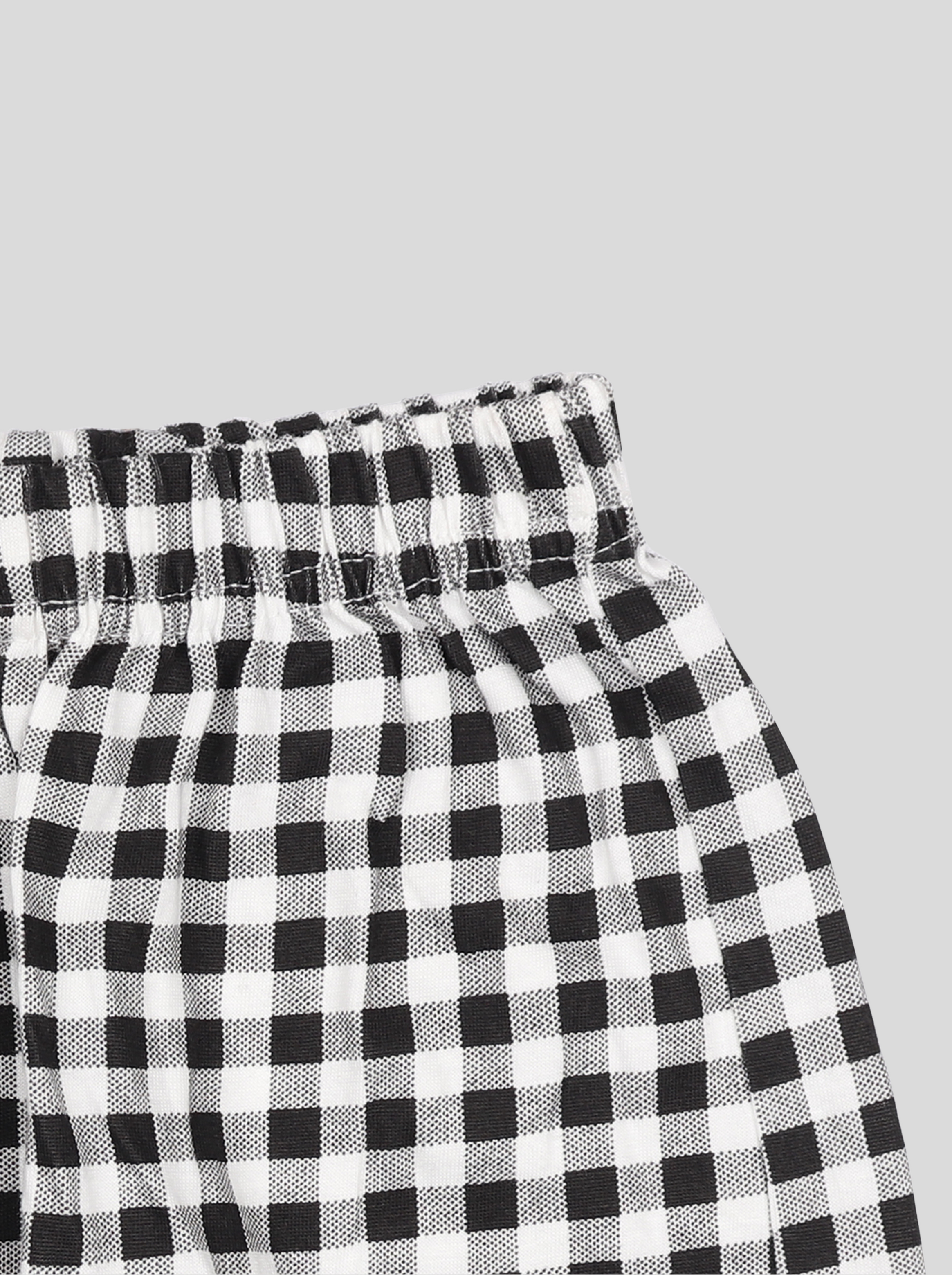 Kids Boys Black cotton Checkered Shorts