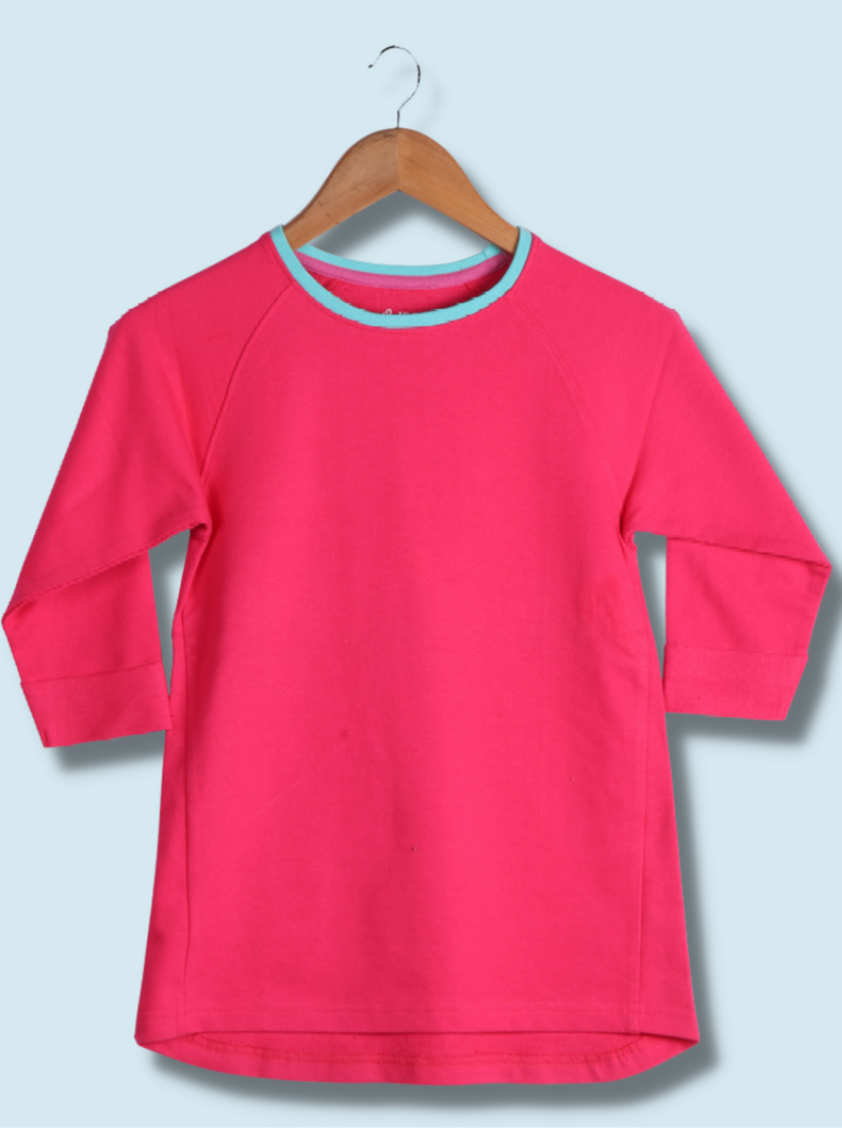 Kids Red Raglan Sleeve Solid Cotton jersey knit, Single Jersey T-Shirt