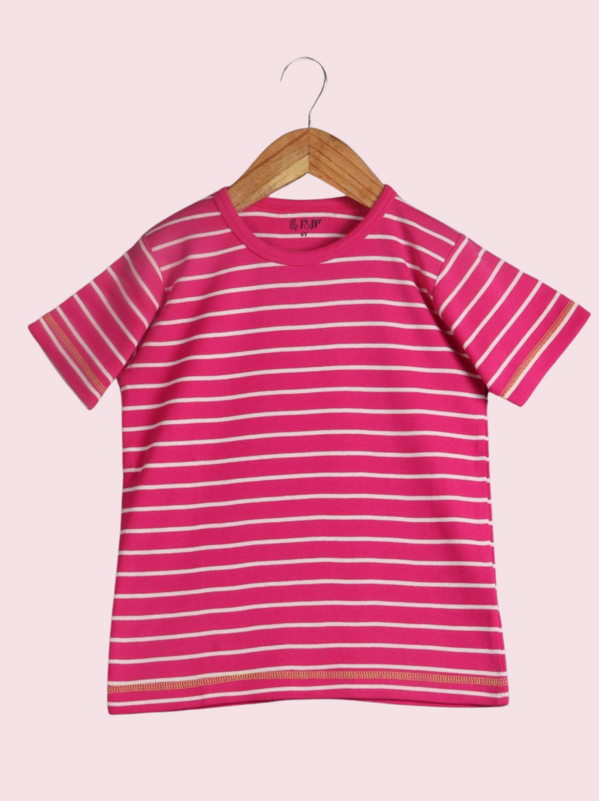 Kids Red Half sleeve Striped Single Jersey T-Shirt